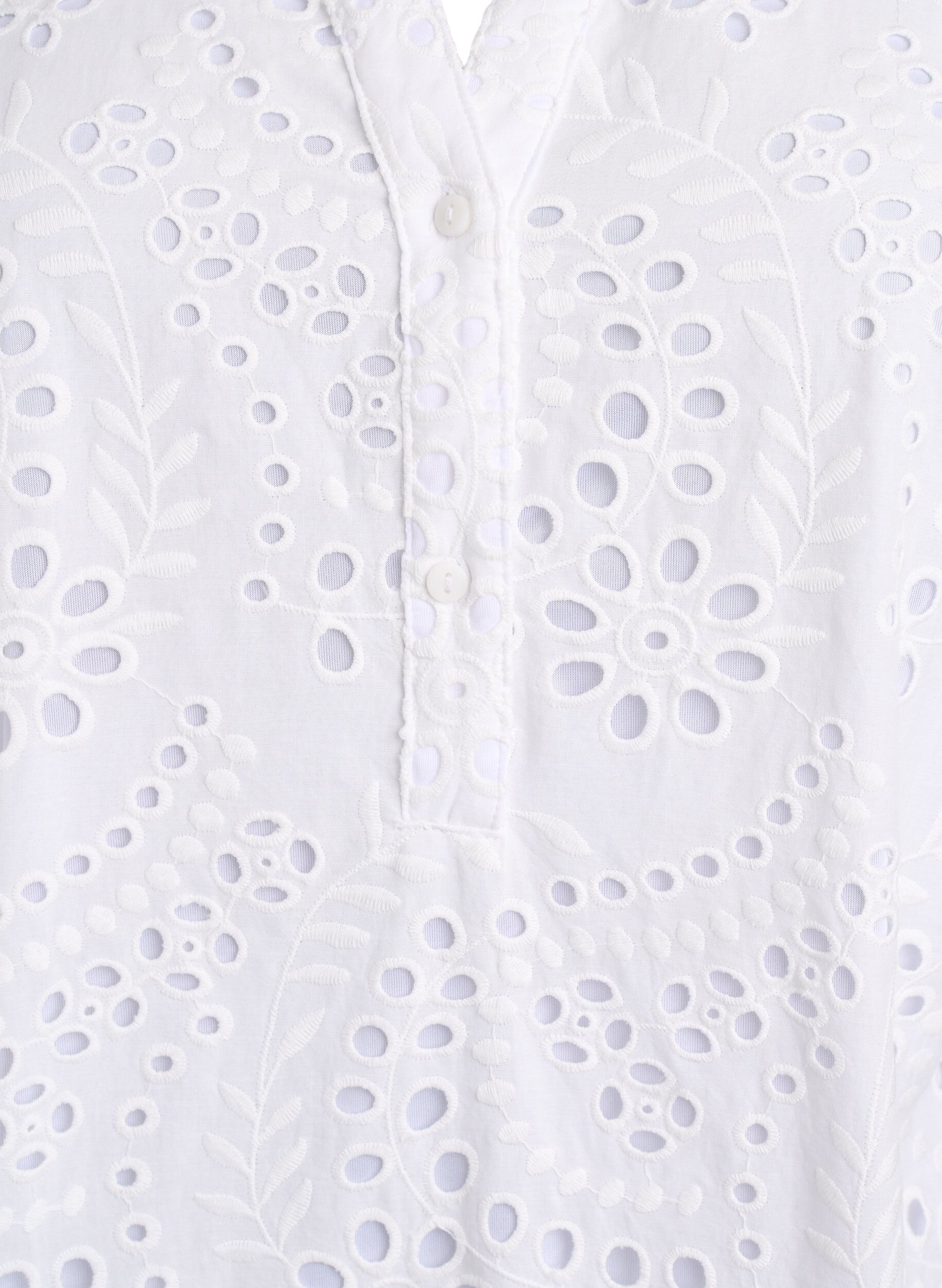 Zizzi Kjole i broderie anglaise med fl&aelig;se&aelig;rmer, Hvid, Packshot image number 2