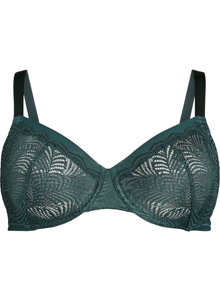 Full cover BH med bøjle og blonde, Grøn, Packshot image number 0