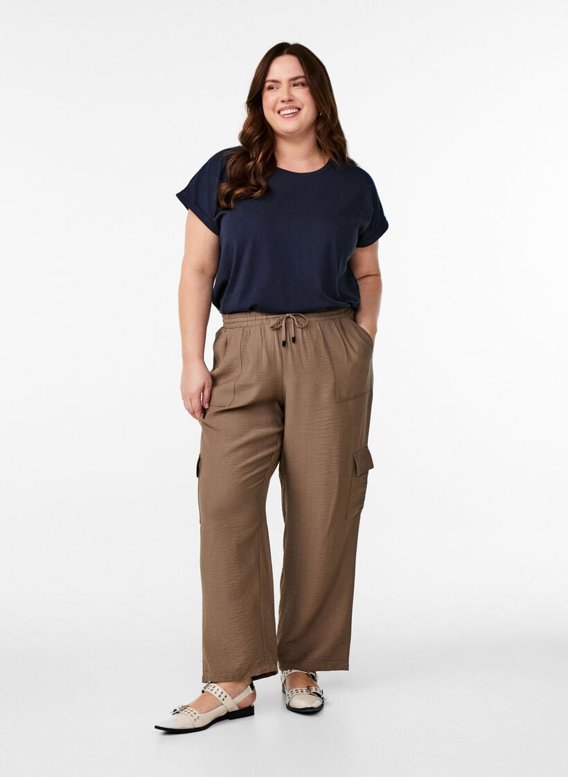 Kort&aelig;rmet t-shirt i bomuldsblanding, Bl&aring;, Model image number 1