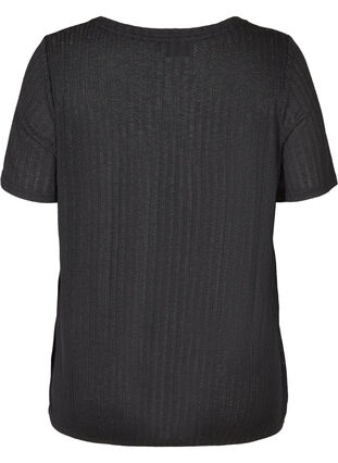 T-shirt med elastik i bunden , Black, Packshot image number 1