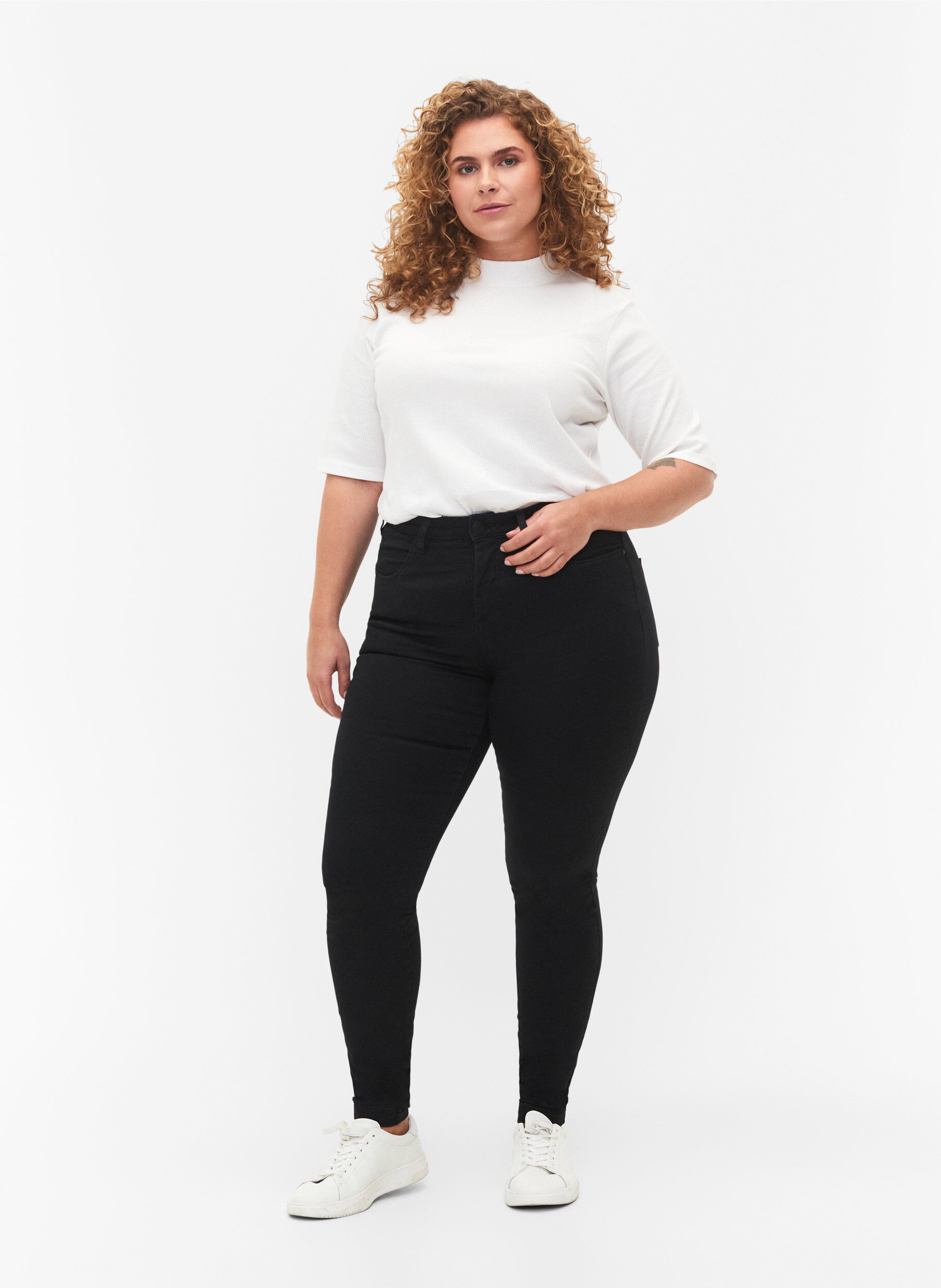 Super slim Amy jeans med h&oslash;j talje, Black, Model