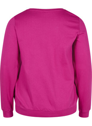 Bomulds sweatshirt med tekstprint, Festival Fuchsia, Packshot image number 1