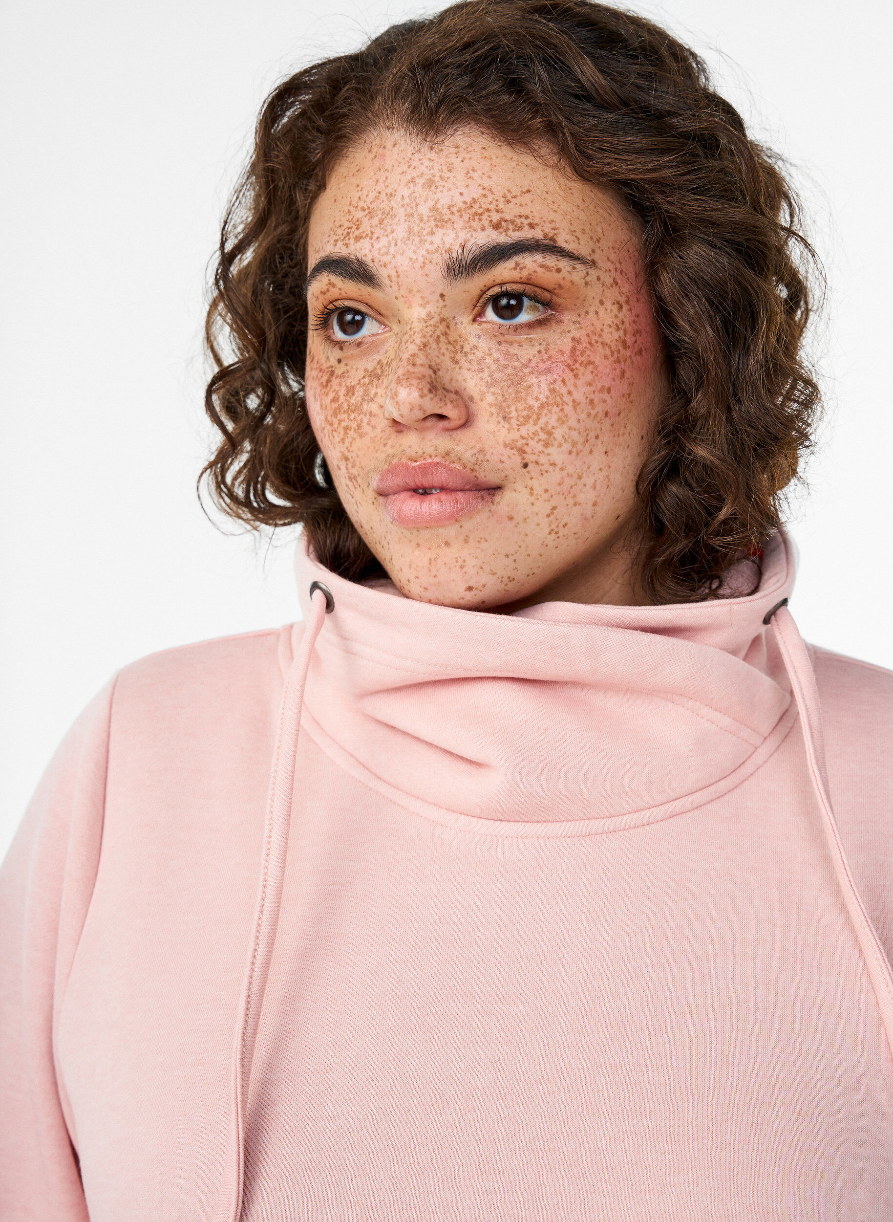 ZizziSweatshirt med h&oslash;j krave og lommer, Lyser&oslash;d, Model image number 3