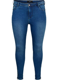 Cropped Amy jeans med lynl&aring;sdetalje, Bl&aring;