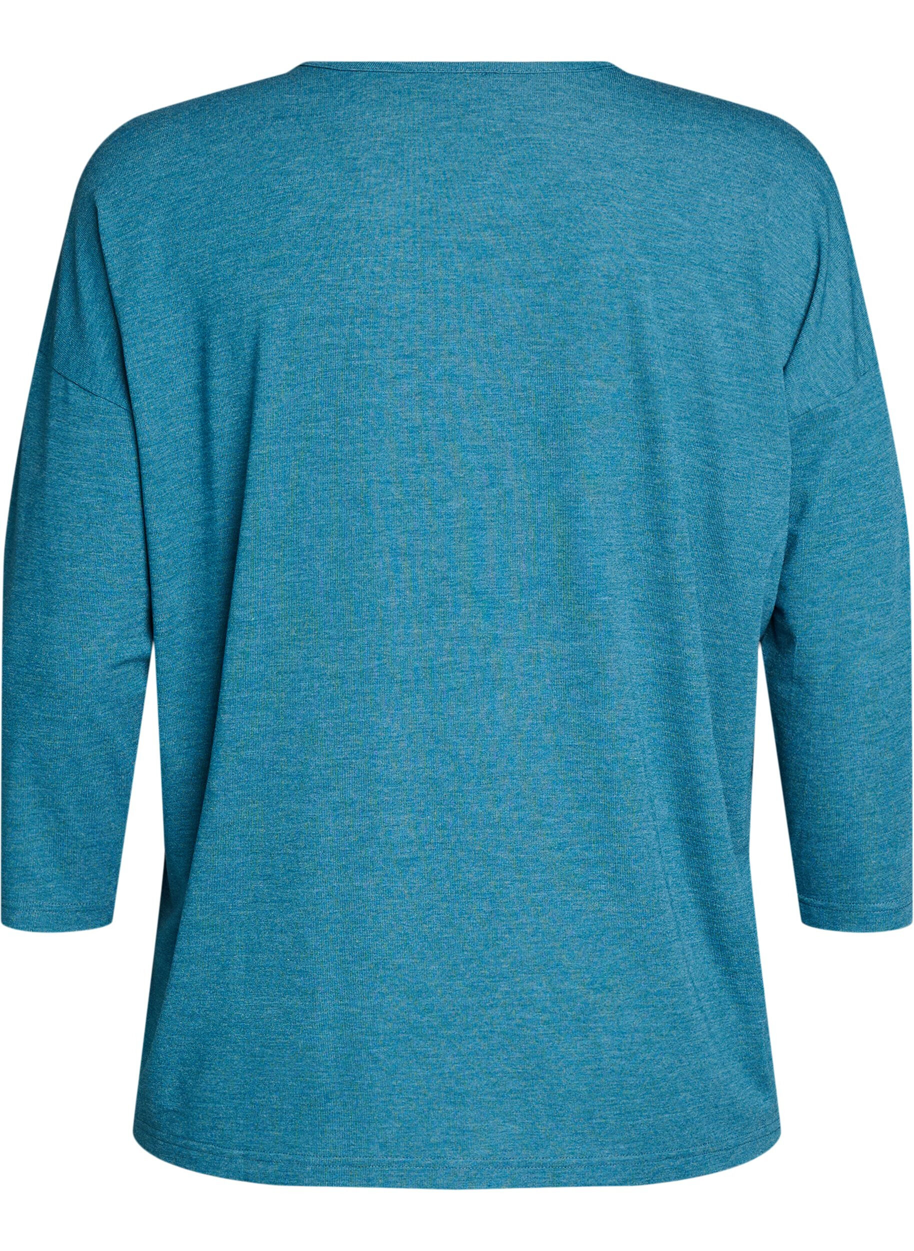 ZizziJerseybluse med 3/4 &aelig;rmer, Bl&aring;, Packshot image number 1