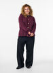 Cardigan i bl&oslash;d strik med guldfarvede knapper, M&oslash;rk Bordeaux, Model image number 1
