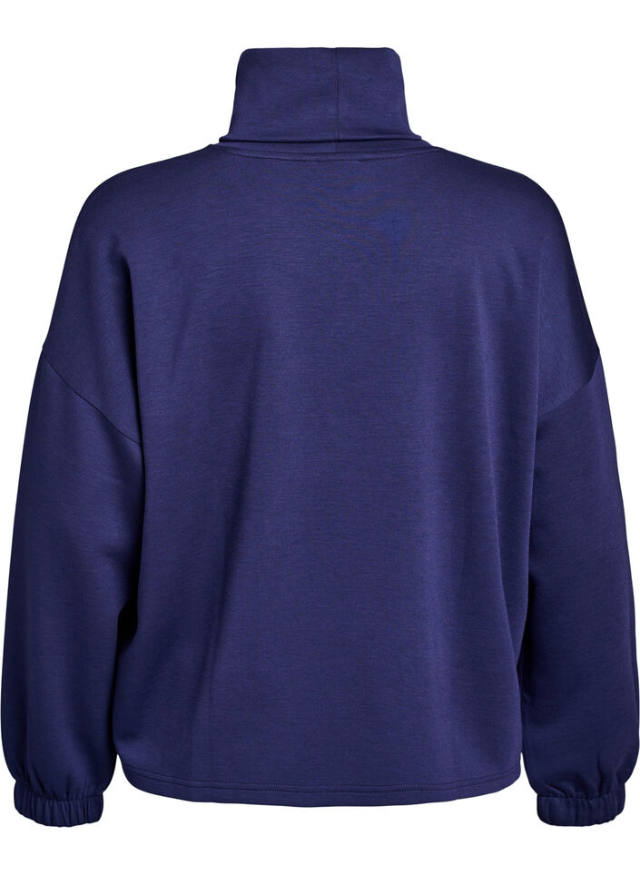 Bluse med turtleneck i modalmix, Blå, Packshot image number 1