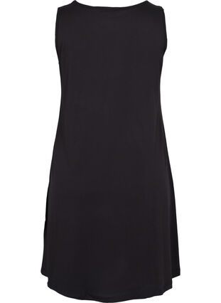 Ærmeløs bomulds kjole med a-shape, Black LOVE, Packshot image number 1
