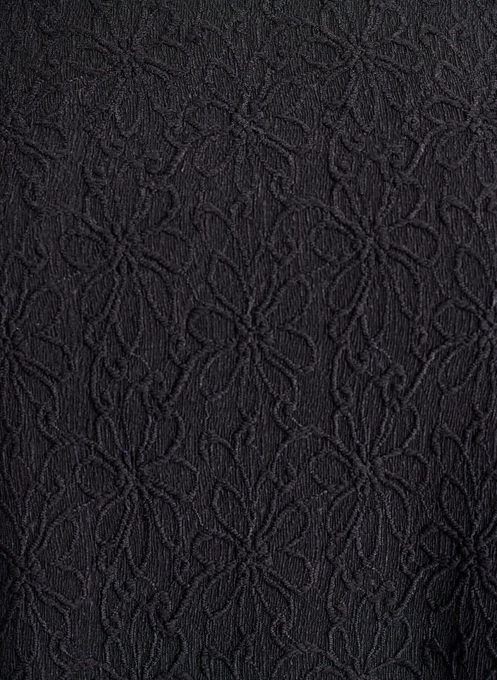 Langærmet bluse med blomsterstruktur, Sort, Packshot image number 2