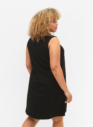 Ærmeløs bomulds kjole med a-shape, Black W. YOU, Model image number 1