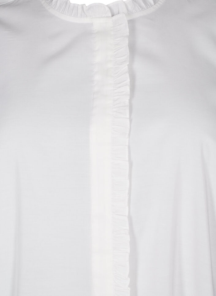 Skjortebluse med flæser og broderi anglaise, Hvid, Packshot image number 2