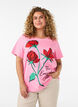 T-shirt i bomuld med print foran, Lyser&oslash;d, Model image number 0