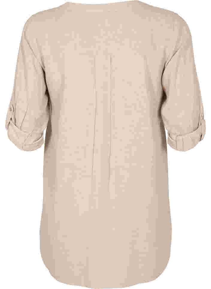 Lang skjorte med 3/4 ærmer og v-udskæring, Simply Taupe, Packshot image number 1