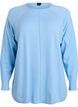 Strikbluse med rund hals og strikket m&oslash;nster, Bl&aring;, Packshot image number 0
