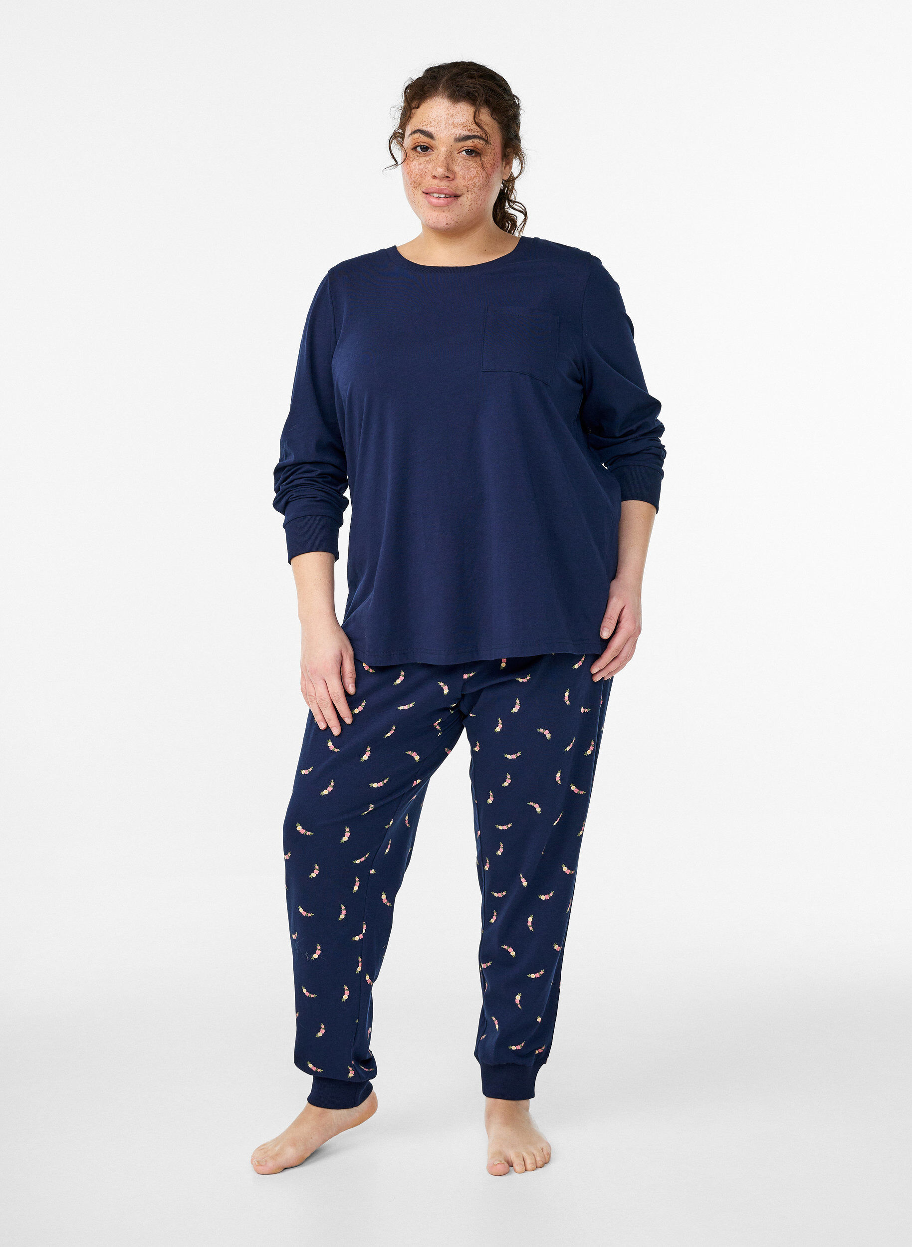 Natbukser med print, Bl&aring;, Model