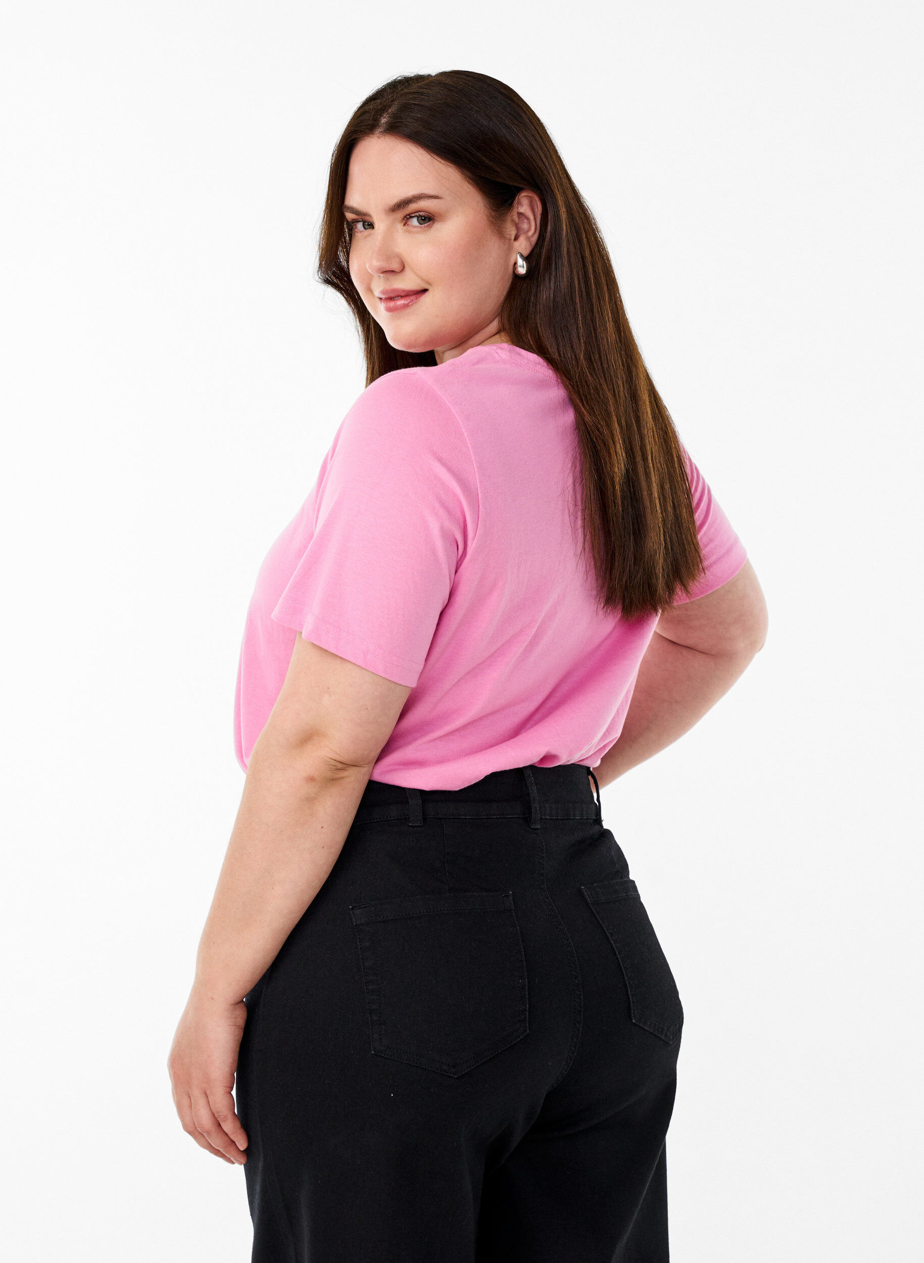 Zizzi FLASH - T-shirt med motiv, Lyser&oslash;d, Model image number 2