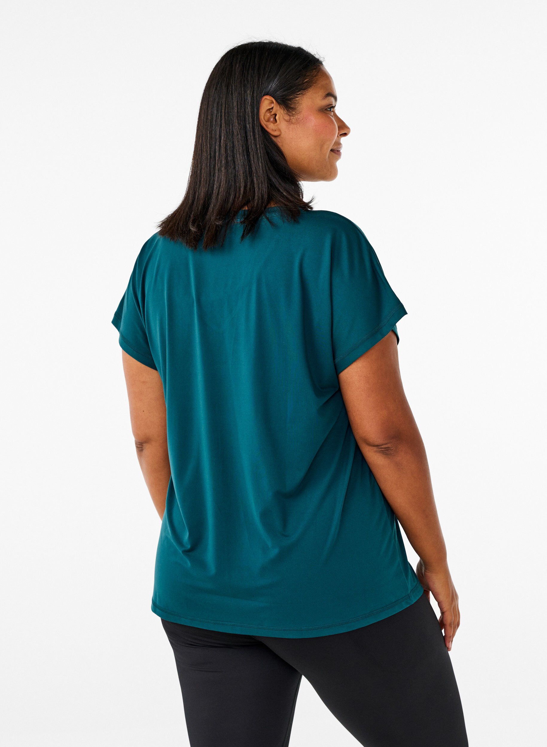 ZizziL&oslash;s tr&aelig;nings t-shirt med v-hals, Gr&oslash;n, Model image number 2