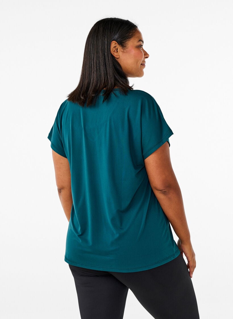 L&oslash;s tr&aelig;nings t-shirt med v-hals, Gr&oslash;n, Model image number 2