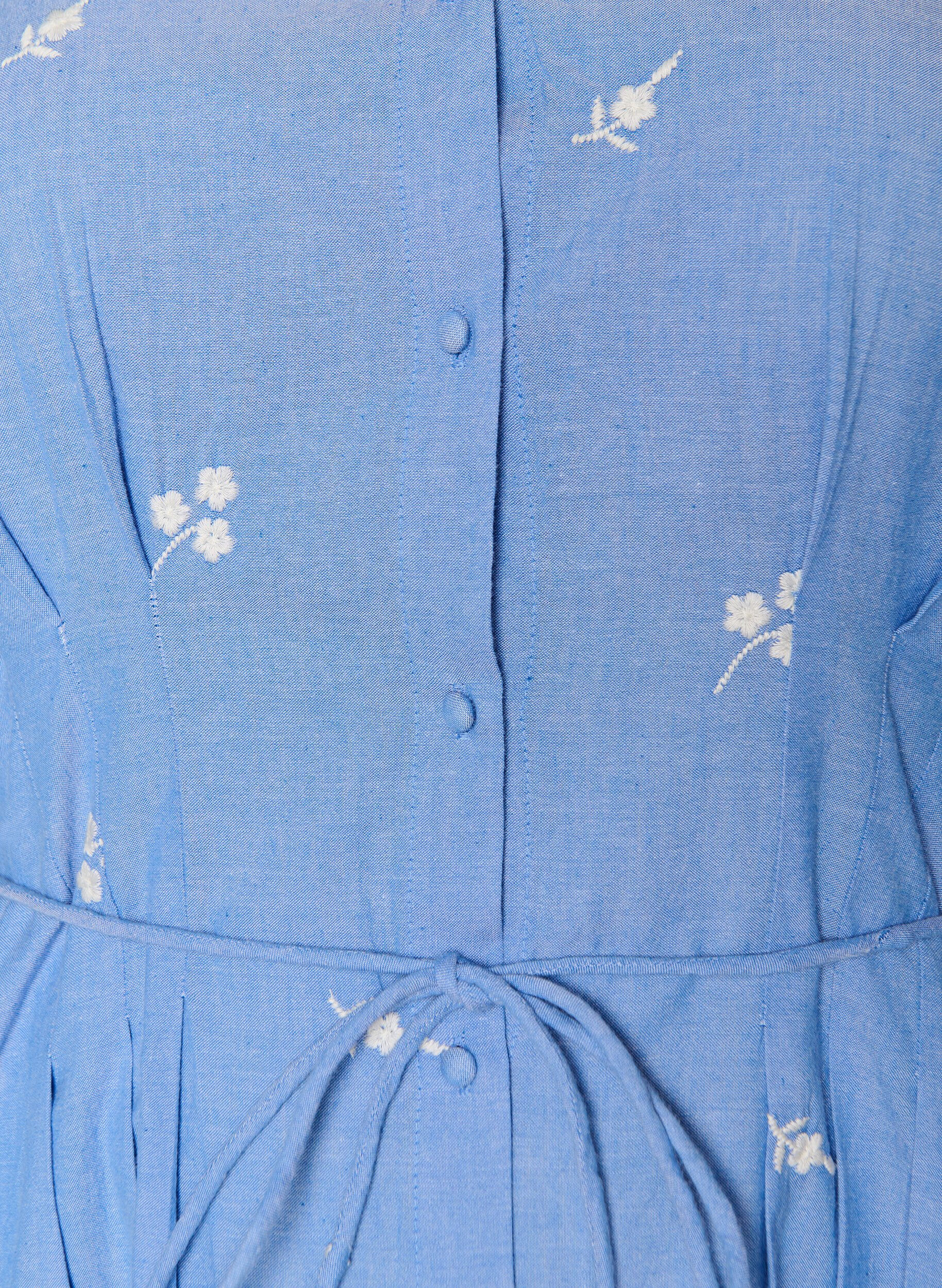 ZizziSkjortekjole i bomuld med broderede blomster, Bl&aring;, Packshot image number 2
