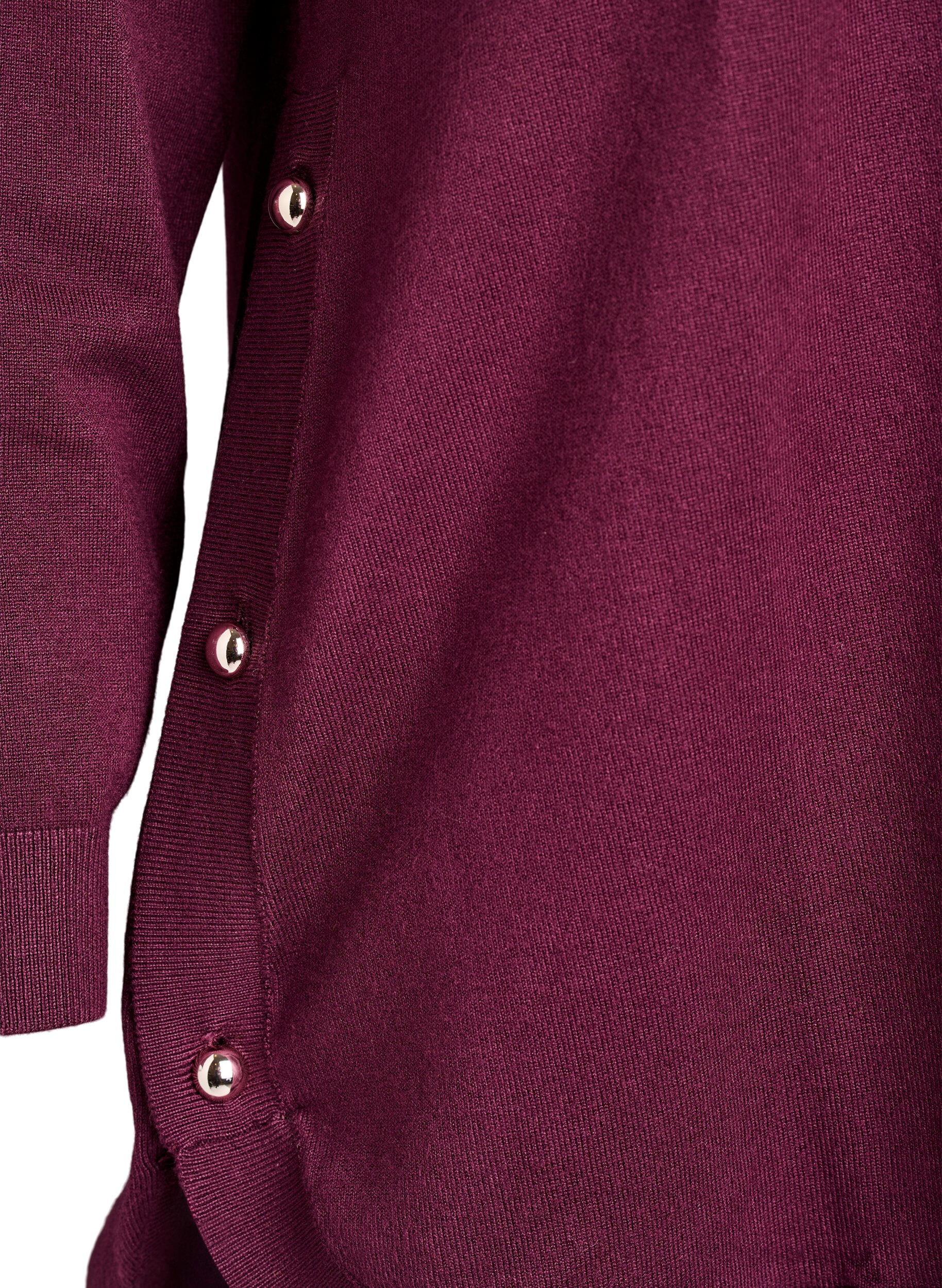 ZizziStrikbluse med knapper i siden, R&oslash;d, Packshot image number 3