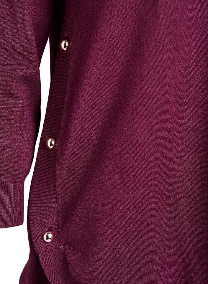 Strikbluse med knapper i siden, R&oslash;d, Packshot image number 3