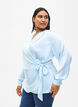 Festbluse i satin med wrap, Delicate Blue, Model image number 0