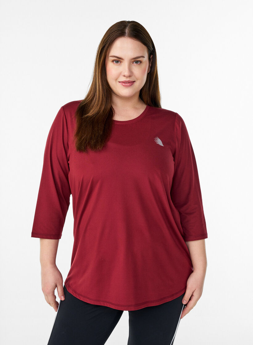 Tr&aelig;ningsbluse med 3/4 &aelig;rmer, R&oslash;d, Model image number 0