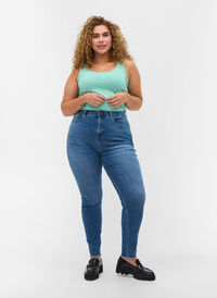 Bea jeans med ekstra høj talje, Blue denim, Model
