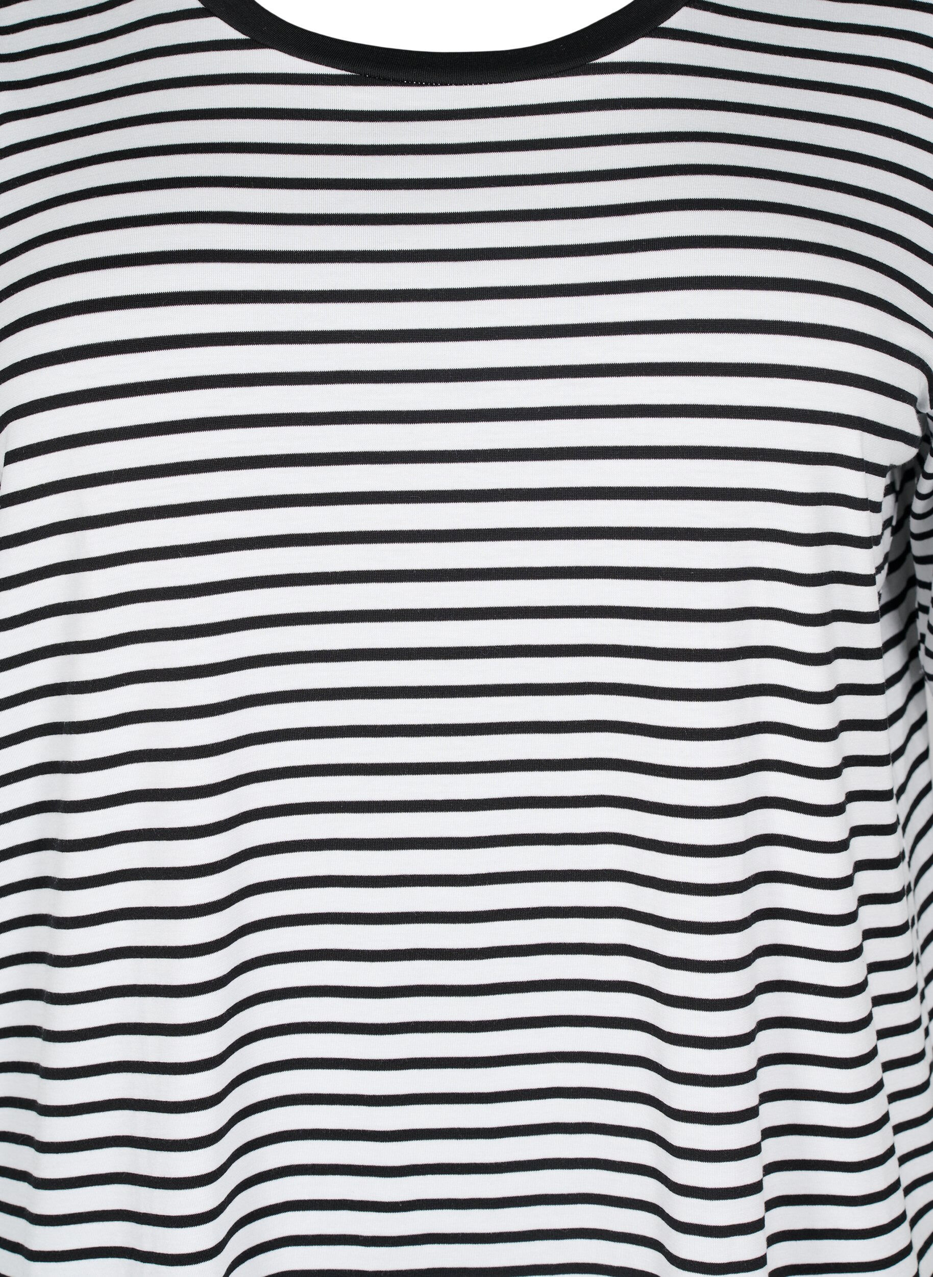 ZizziT-shirt med TENCEL&trade; Lyocell og striber, Hvid, Packshot image number 2