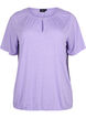 Meleret bluse med korte ærmer, Violet Tulip Mel., Packshot image number 0