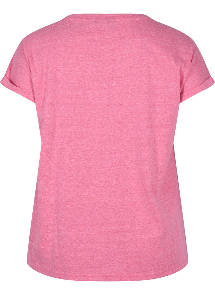 Meleret bomulds t-shirt, Fandango Pink Mél, Packshot image number 1