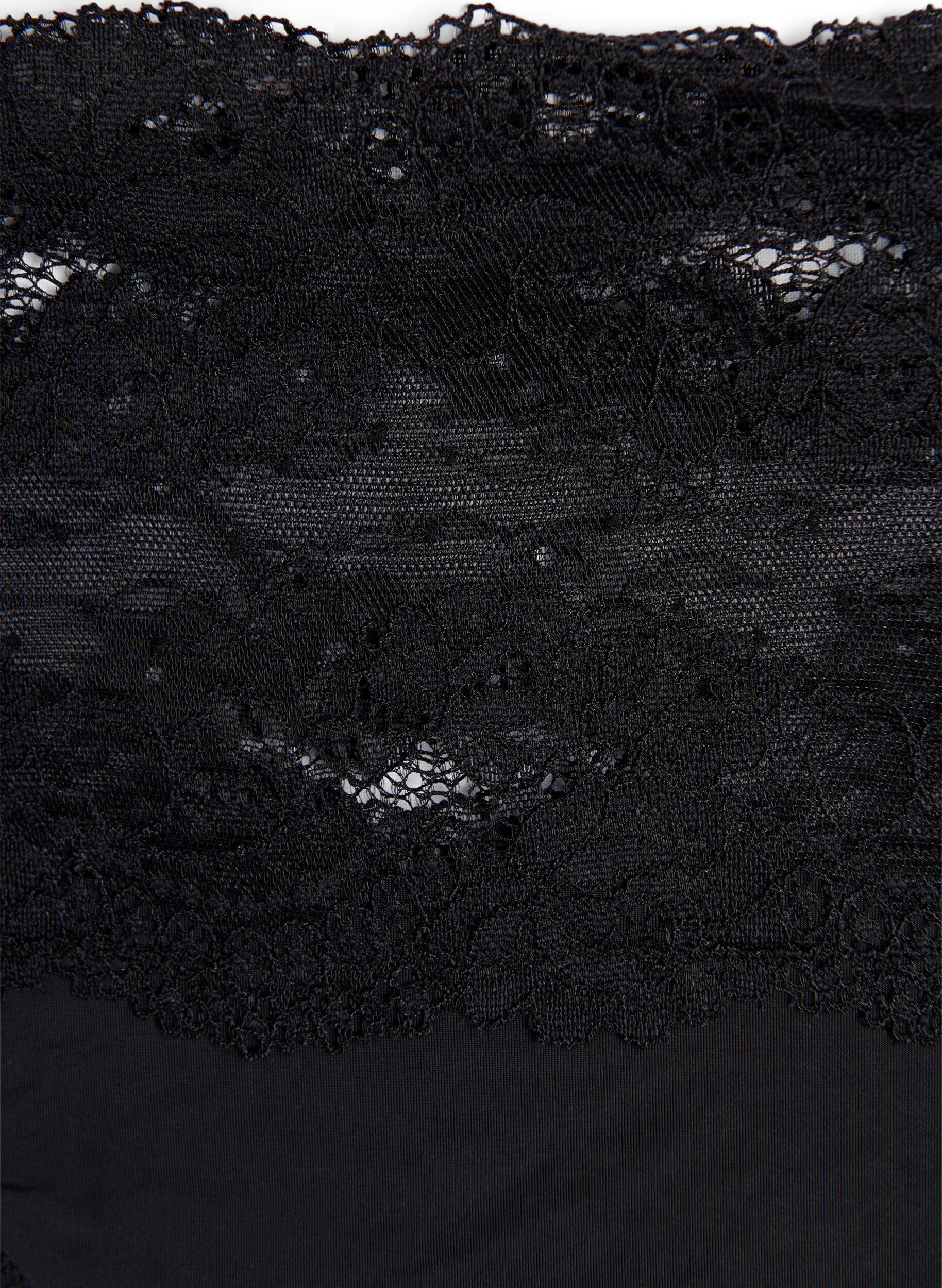 Zizzi 2-pak g-streng med bred blondekant, Sort, Packshot image number 2