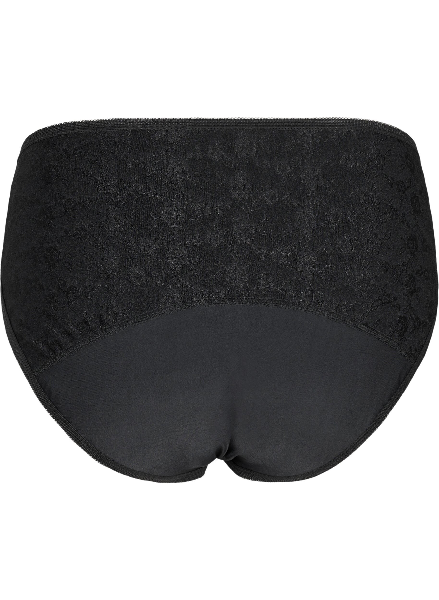 Zizzi Menstruationstrusse med blonder, Black/lace, Packshot image number 1