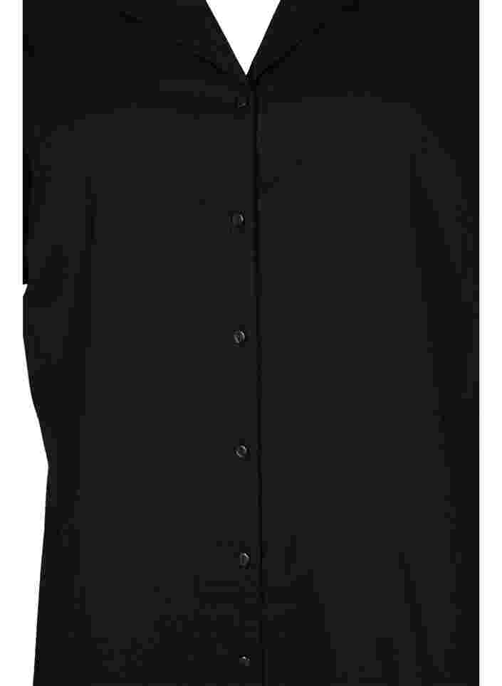 Lang bomuldsskjorte med korte ærmer, Black, Packshot image number 2