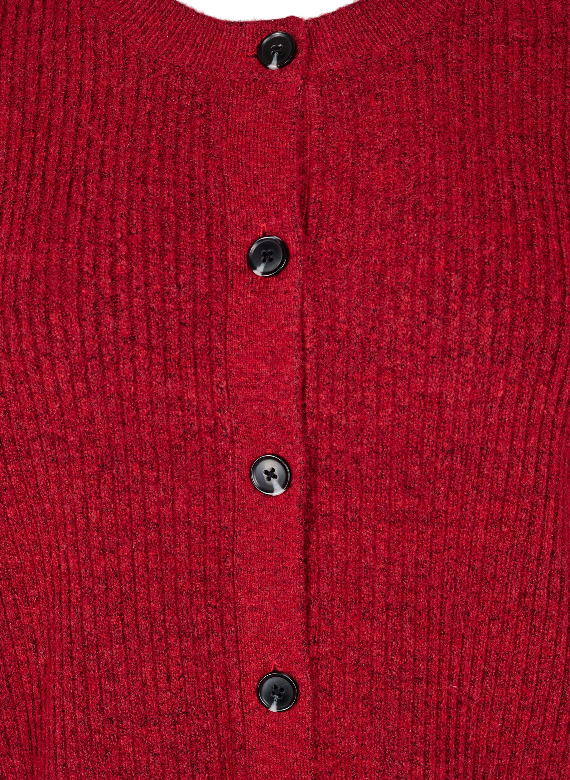 ZizziRibstrikket cardigan med knapper, R&oslash;d, Packshot image number 2