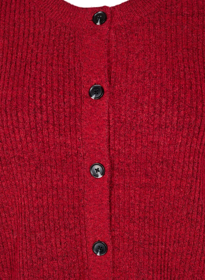 Ribstrikket cardigan med knapper, R&oslash;d, Packshot image number 2