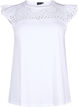 T-shirt med broderi anglaise i økologisk bomuld, Bright White, Packshot image number 0