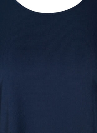 Bluse med korte ærmer og rund halsudskæring, Navy Blazer, Packshot image number 2