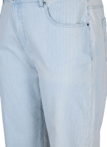 Straight fit Vera jeans med ankellængde og striber, Light Blue Stripe, Packshot image number 2