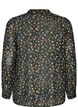 Bluse med all-over print og kort knapstolpe, Sort, Packshot image number 1