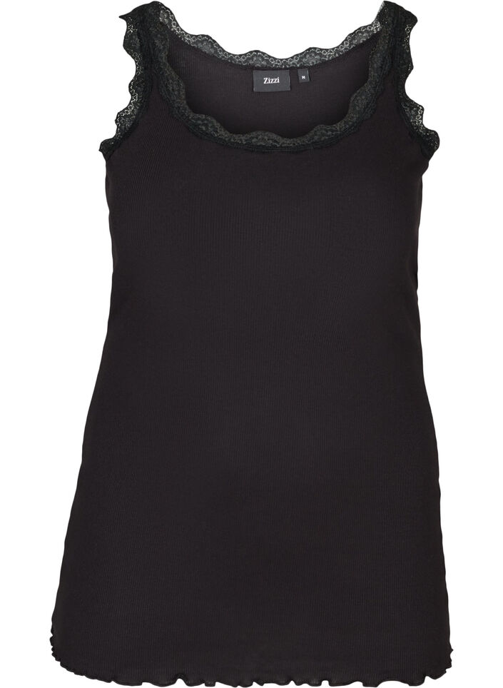 Top med blondekant, Sort, Packshot image number 0