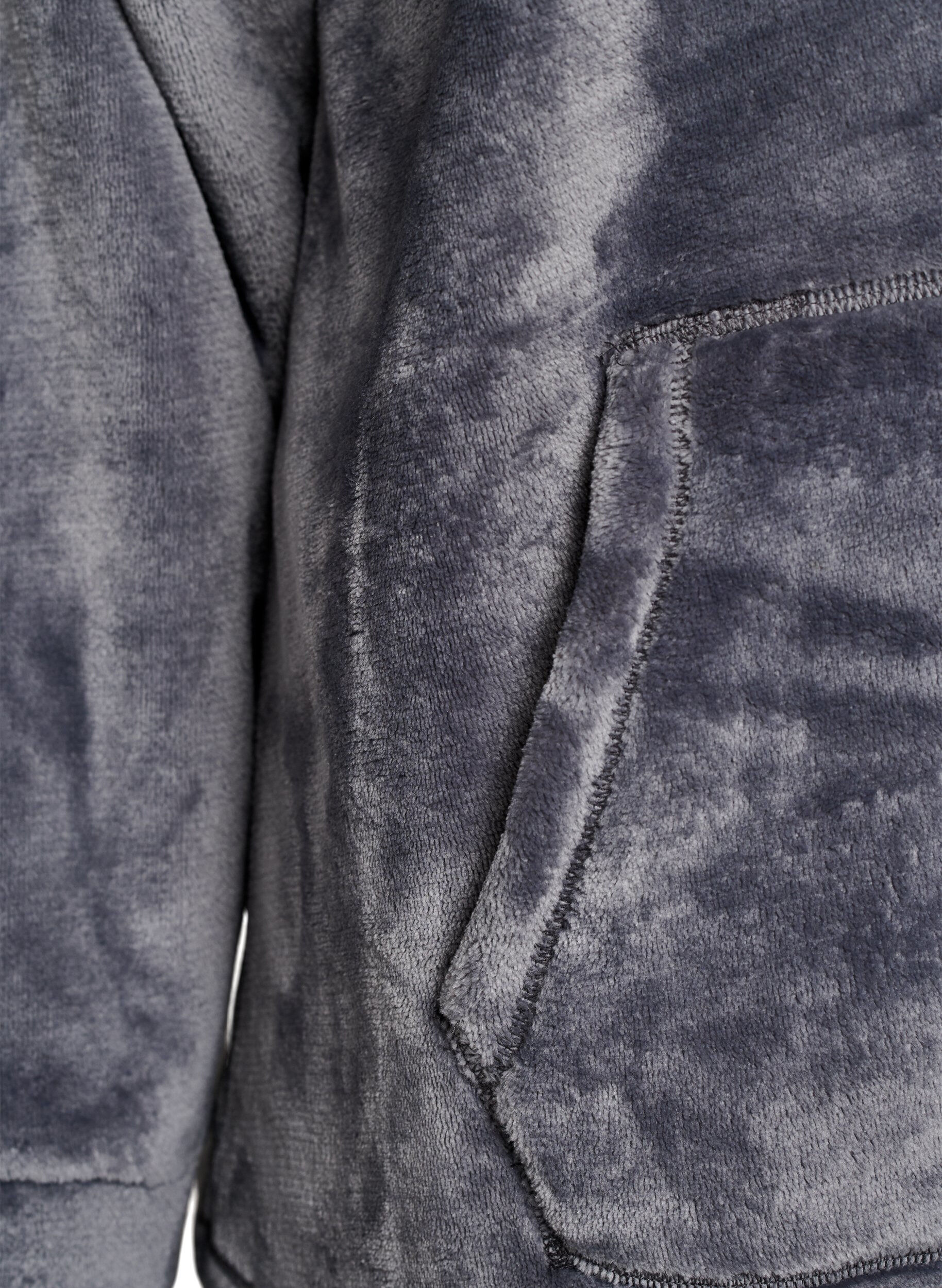 ZizziVelour h&aelig;ttetr&oslash;je med k&aelig;ngurulomme, Gr&aring;, Packshot image number 3