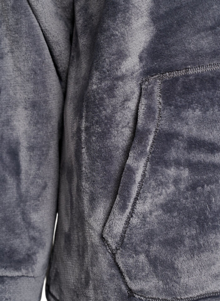 Velour h&aelig;ttetr&oslash;je med k&aelig;ngurulomme, Gr&aring;, Packshot image number 3