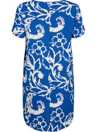 Printet kjole med korte ærmer, Blue Artist AOP, Packshot image number 1