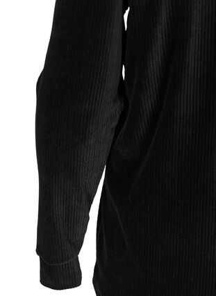 Velour bluse med høj hals og lynlås, Black, Packshot image number 3