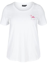Kortærmet t-shirt med print, White Flamingo