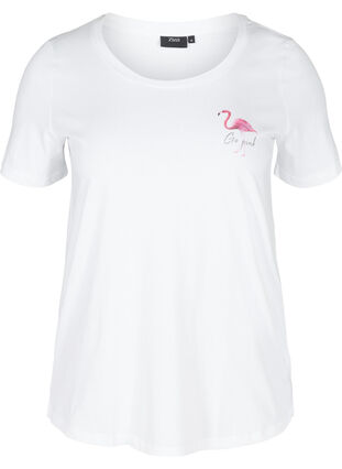 Kortærmet t-shirt med print, White Flamingo, Packshot image number 0