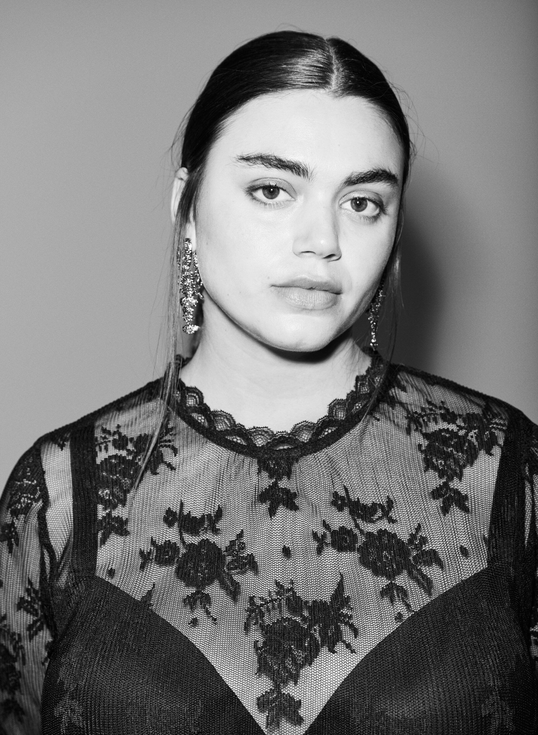 Zizzi Lang&aelig;rmet meshbluse med blondem&oslash;nster, Sort, Image image number 0