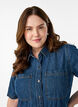 Denim skjortekjole med korte &aelig;rmer , Bl&aring;, Model image number 2