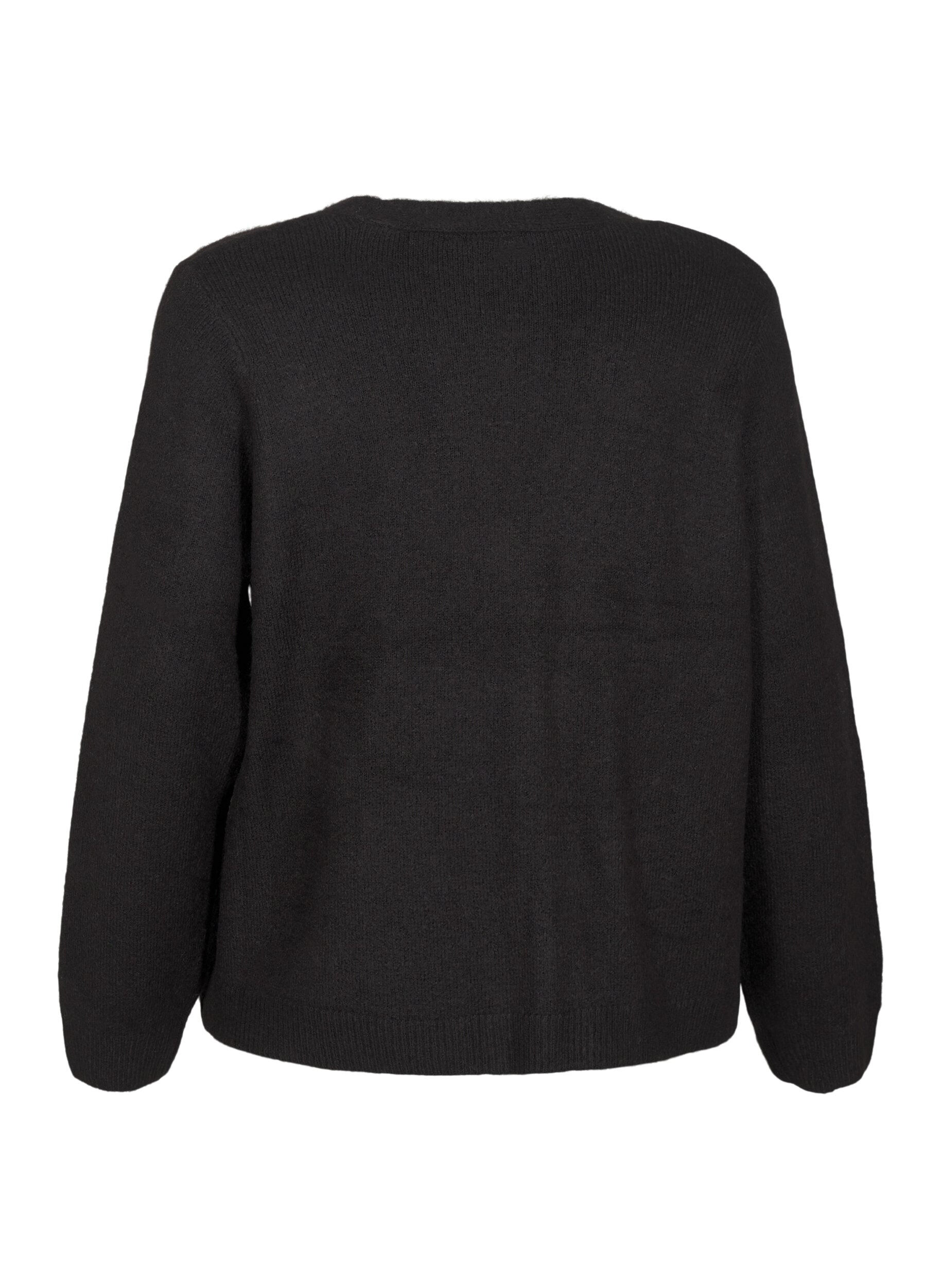 Zizzi Strikcardigan med s&oslash;lvsl&oslash;jfe, Black, Packshot image number 1